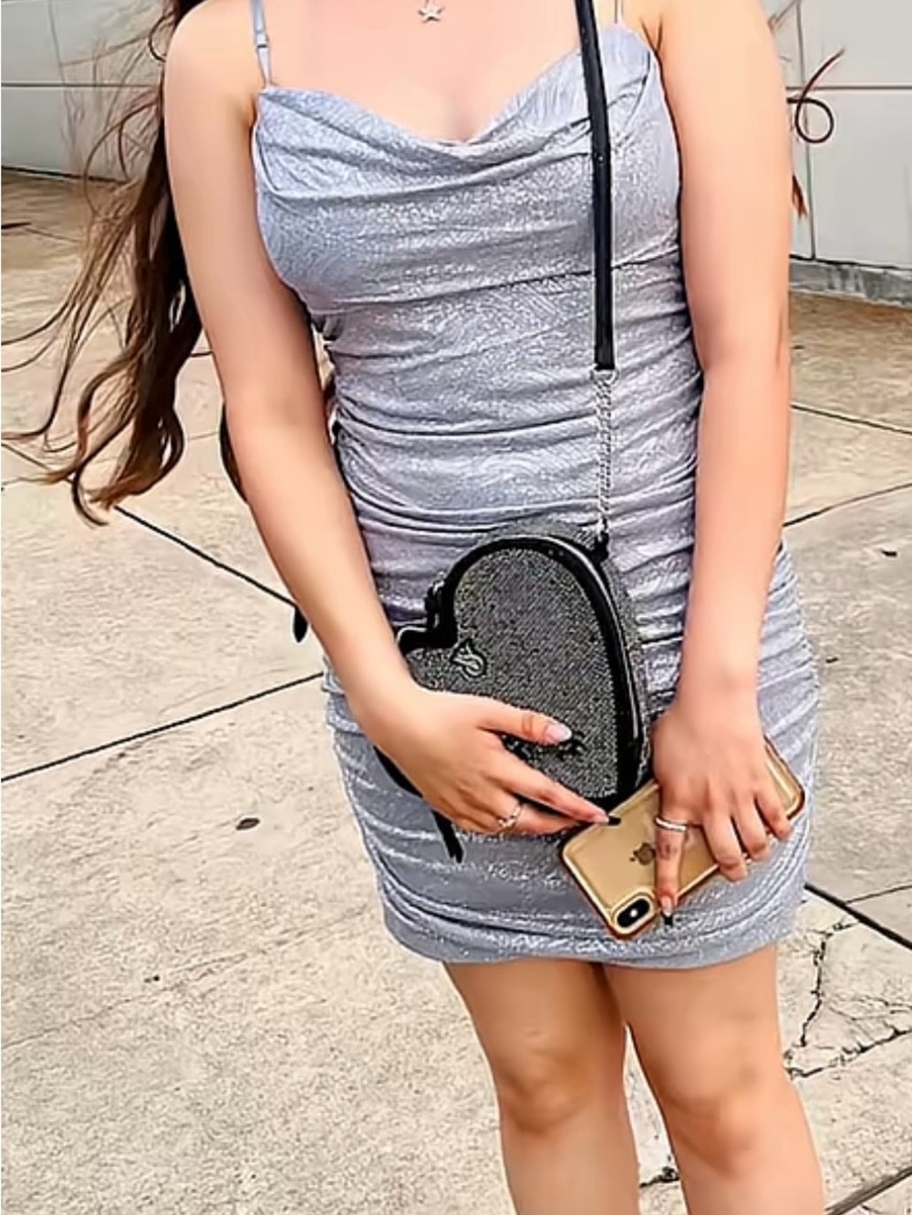 Emerald Sundae Sparkling Light Gray Party Dress